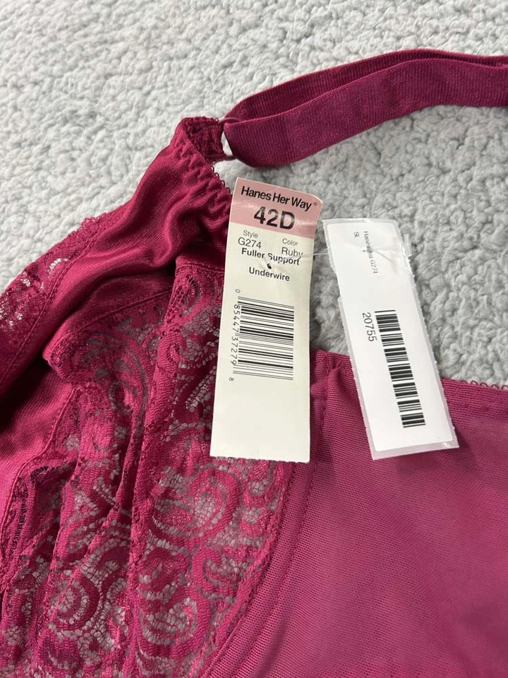 Sujetador Hanes 42D con aros G274 satinado semi transparente encaje copa dividida sujetador con aros nuevo con etiquetas Foto 4 de 4