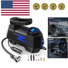 Reliable 12V Tire Inflator for Emergency Use with Compact Design and Accessories
