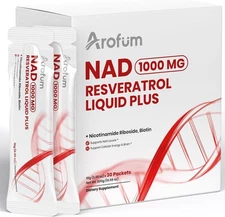 Nicotinamide Riboside NAD Supplement 1000mg Resveratrol Liquid Plus - 30 packets