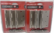(6-Pack) Everbilt 4 in. Satin Nickel Square Corner Security Door Hinges 806813