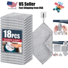 18 Pcs New Upgrade Steel Wire Dishcloth, Double-Layer Multipurpose Dishwashin...