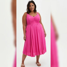 Torrid Size 00 Torrid Lenny Smocked Bodice Midi Dress NWT MRSP $75.50