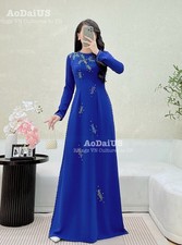M1 Sapphire Crystal Leaves Vietnamese Ao Dai Set | Áo Dài Truyền Thống