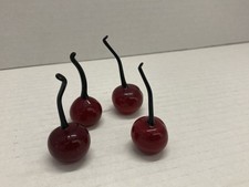 Set of 4 Murano?? Hand Blown Glass Red Cherri...
