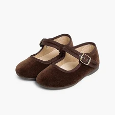 Pisamonas Girls Brown Buckle Up Velvet Mary Janes little kids 12.5 Brand New