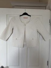 Traffic People Cream Textured Jacket with Pearl Button – Size S 