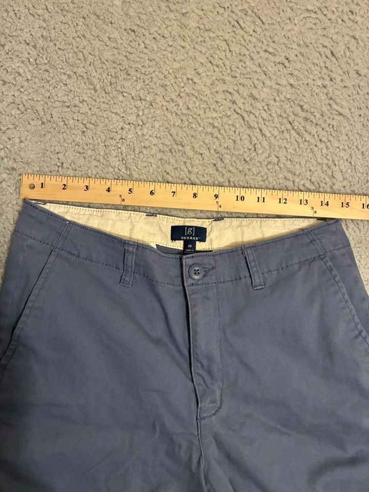 Pantalón corto de vestir chino azul George para hombre frente plano talla 30 (30x8) Foto 4 de 4