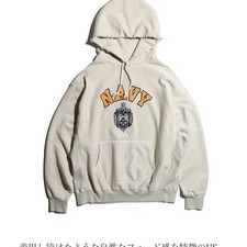 Large Bowwow US NAVY Reverse Weave Hoodie / Vintage Style