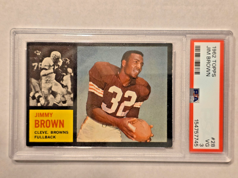 1962 Topps JIMMY JIM BROWN #28! PSA 3 VG! Cleveland Browns! NFL HOF!