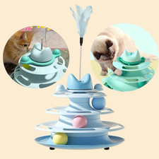 Cat Carousel Toy Windmill Ball Pet Relieves Bore New Cat Teasing Stick Blue