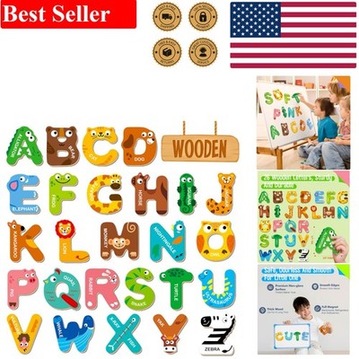 Interactive Learning with 26 Magnetic Wooden Letters - Perfect for Toddlers!