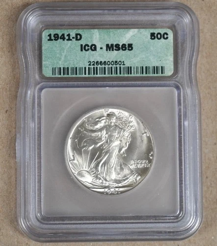 1941-D WALKING LIBERTY HALF DOLLAR ICG MS65 600501