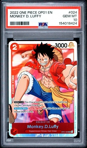 2022 One Piece OP01 EN Monkey D Luffy #024 PSA 10 GEM MINT
