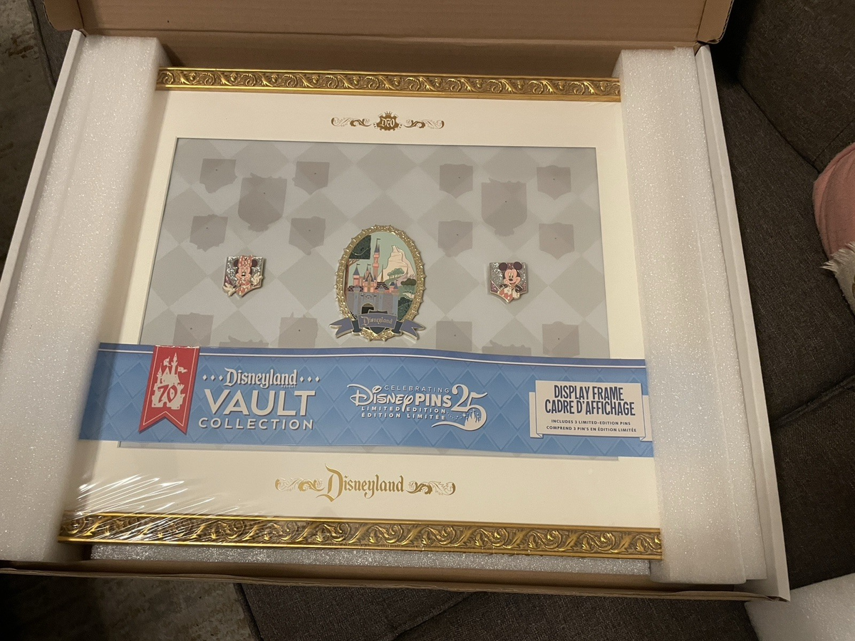 Disneyland 70th Anniversary Vault Collection Pin Display Frame & 3