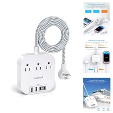 Multi Outlets USB C Power Strip with 4 USB Ports Flat Plug 5ft Extension Cord