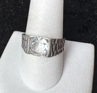 Vintage Men’s 925 Sterling Silver Ring Size 10 Clear Stone Statement Ring
