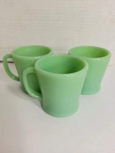 Jadeite Fire King Oven Ware D Handle Mug Set of 3