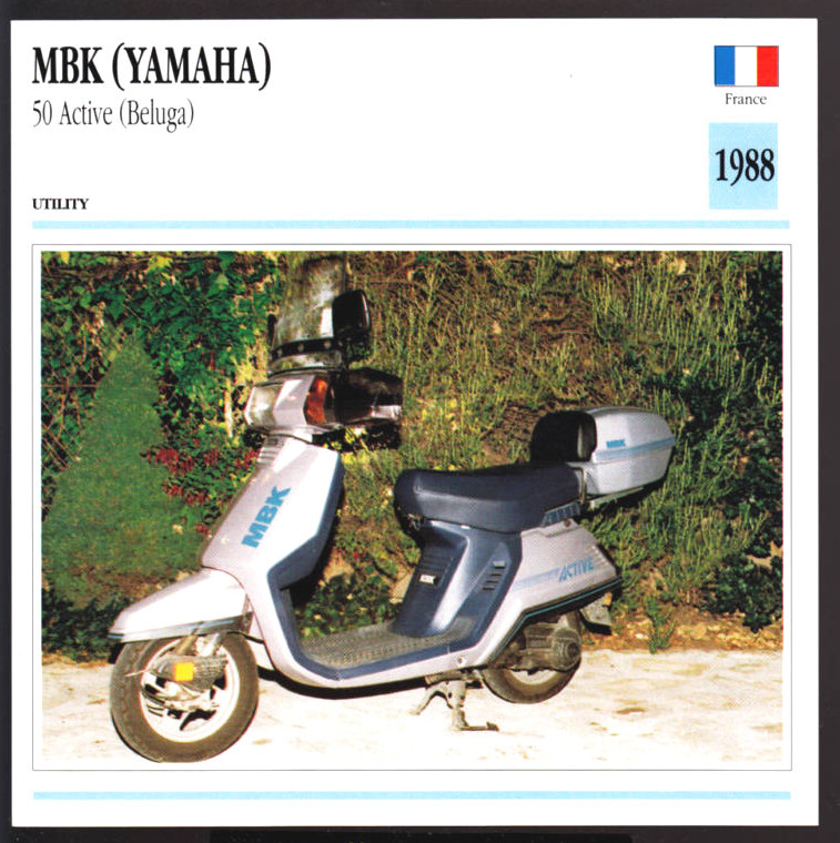 1988 MBK 50cc Active (Beluga) Motobecane Yamaha Scooter Moped 