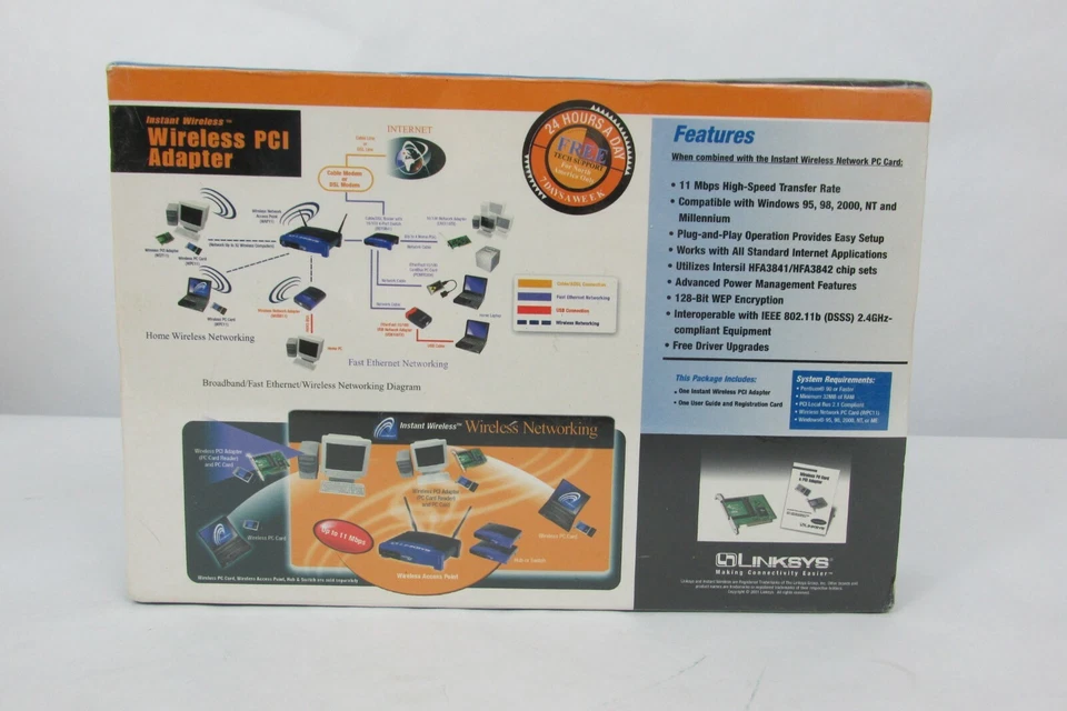 Linksys Instant Wireless PCI Adapter Model WDT11 NEW Sealed - Image 2 of 4