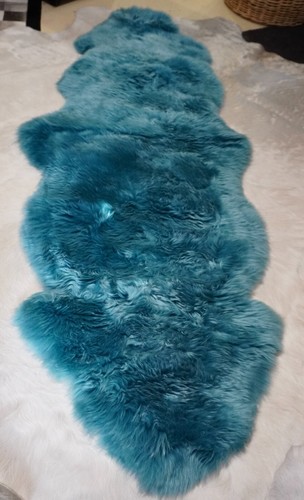 A Deep Turquoise Blue Super Thick, Soft Double Length Sheepskin Rug - Picture 5 of 10