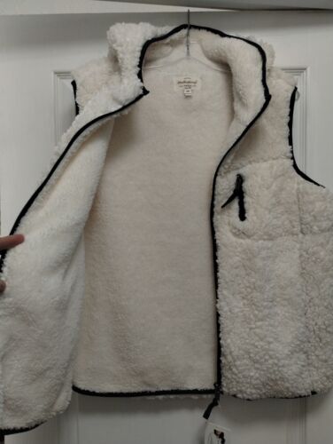 WEATHERPROOF White Faux NWT Shearling Comfy Zip-Up Hooded Vest Size Large - Picture 3 of 4