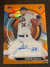2023 Topps Finest On Card Auto Kodai Senga #FA-KSA Orange Refractor /75 NY Mets
