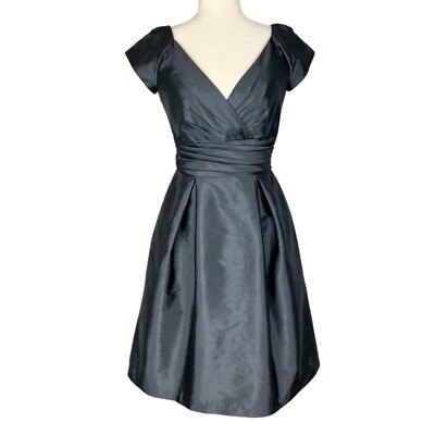 Alfred Sung Womens D502 Short Sleeve V Neck Cocktail Dress