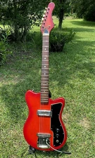 1965-1966 PALMER / TEMPO ONE(?) Matsumoku Double-Cut Red Electric Guitar - NICE
