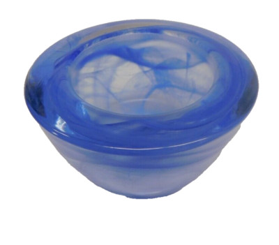 NOS PartyLite Indulgences SOLITUDE Blue Swirl Glass Votive Tealight Holder P7163