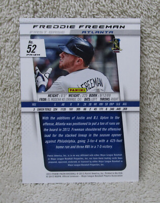 FREDDIE FREEMAN 2013 Prizm SILVER PRIZMS Card #52 LA DODGERS WORLD