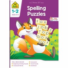 School Zone Spelling Puzzles Grades 1-2 Workbook by School Zone: New
