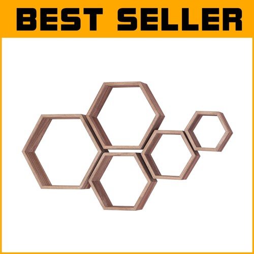Lightweight Set of 5 Hexagon Shelves for Versatile Home Decor and Display