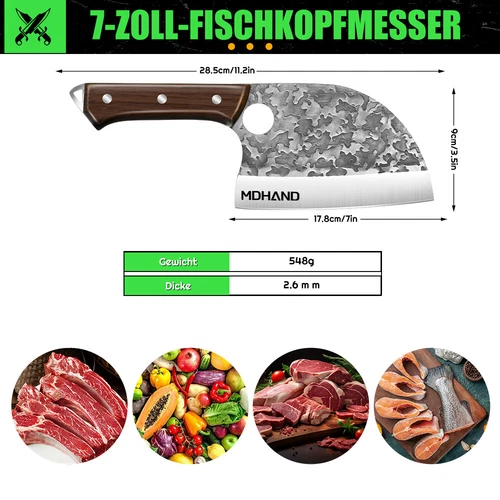 Edelstahl Kochmesser Metzger Küchenmesser Restaurant Scharfe Messer Axt - Bild 4 von 12