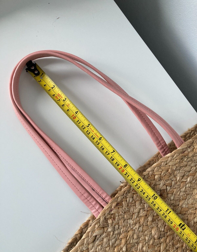 ZARA small JUTE basket TOTE BAG green pu leather handles pocket green NEW - Picture 19 of 19
