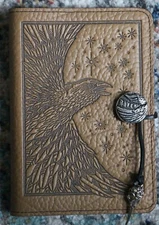 Oberon Design Pebbled Leather Small Journal Cover- RAVEN in TAUPE