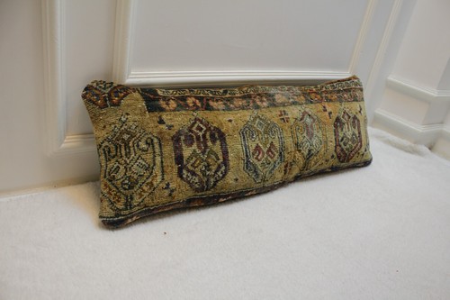 Ethnic Design Rug Pillow, Organic Wool Rug Pillow, Handmade Rug Pillow, 12x36 - Picture 3 of 11