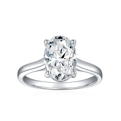 2.5CT Oval Cut VVS1 Moissanite Solitaire Engagement Ring 925 Sterling Silver