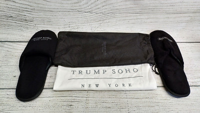 Trump Soho New York Hotel Unisex Black Slip-On Slippers One Size & Laundry Bag