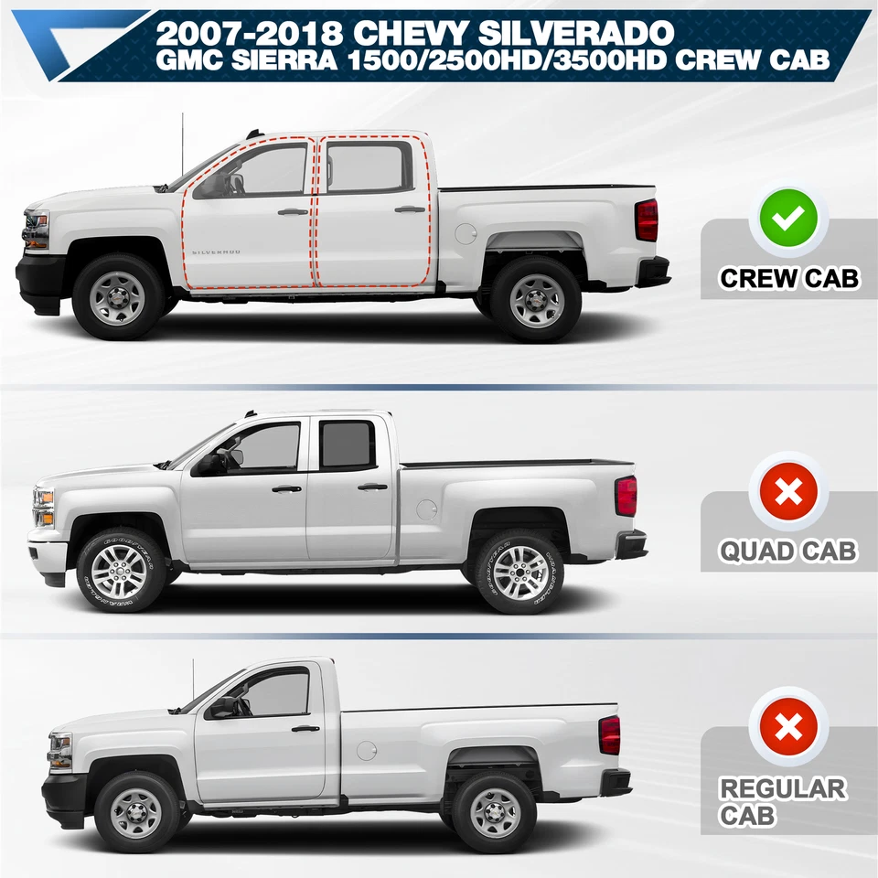 Running Boards For 2007-2019 Silverado Sierra 2500HD&3500HD 4 Doors Side Steps Foto 2 de 4