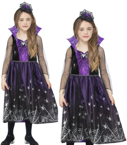 Spiderella Costume Girls Spider Princess Halloween Fancy Dress Outfit Queen