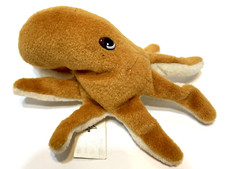 Rare Vintage Galoob 1998 Pound Puppies Mini Plush Stuffed Octopus Brown 4"