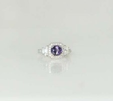 Fabulous Sparkle Rich Royal Purple 1.84CT Spinel White CZ Handmade Bridal Ring