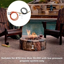 Propane Gas Fire Pit Valve Control System Kit Hose Assembly Suitable For 90k BTU