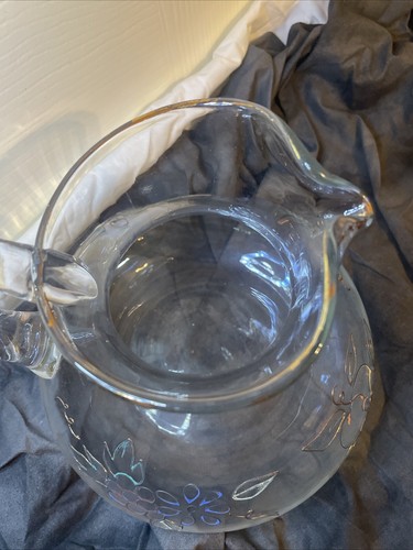 Vintage Fifth Ave Ltd. Crystal Pitcher Orchard Motif 22K Gold Details - Picture 7 of 11