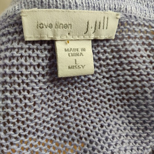 J Jill Love Linen Cardigan Sweater Size Large Missy Purple Open Front Casual - Picture 7 of 9