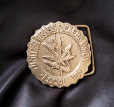 1970S UNITED GRASS PICKERS UNION LOCAL 13 SOLID BRASS BELT BUCKLE NORML HIPPIE