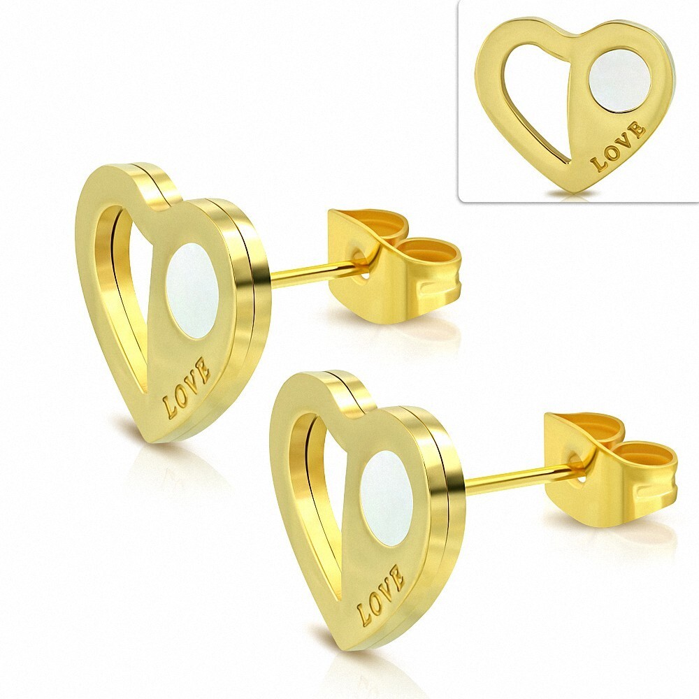 Pendientes con Forma De Corazón Amor de Acero Inoxidable Dorado Con Incrus