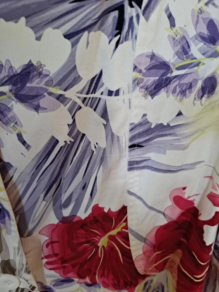 Coldwater Creek Red and Yellow Floral Button Down Blazer XL - Image 2 of 4