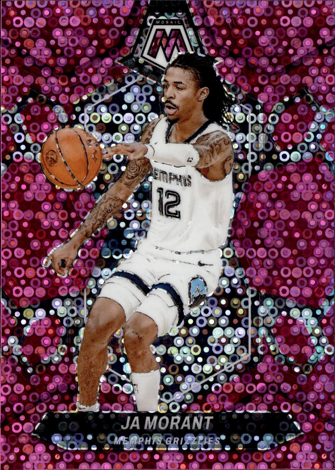2023-24 Panini Mosaic Ja Morant #127 Pink Fast Break Disco Prizm /20