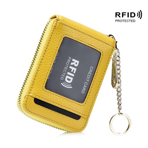 Cartera acordeón de cuero con bloqueo RFID para mujer con soporte para tarjeta de crédito cartera con cremallera - Imagen 21 de 29